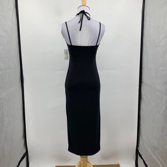 Abercrombie & Fitch Dress Womens S Small Black Bodycon Halter Keyhole Lined Midi - Picture 6 of 16